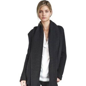 Vince Black Ribbed 100% Wool Jacket Cardigan